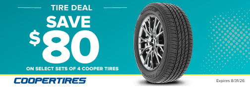 Cooper 4 Tire $80 Mail in Rebate 07/01/2026 through 09/30/2026